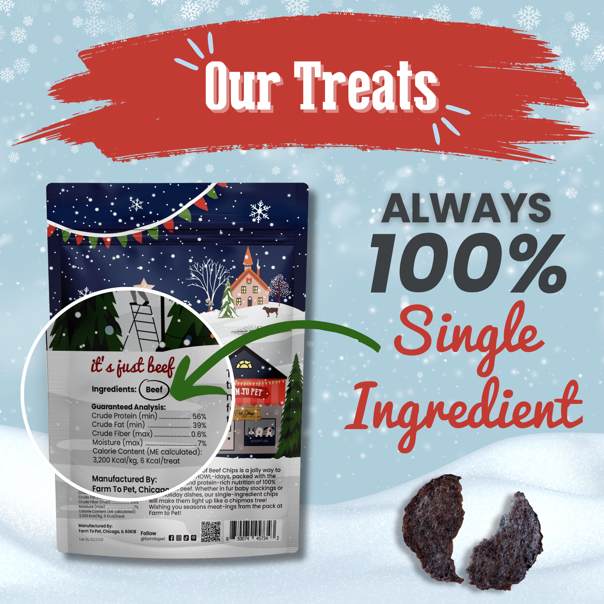 Holiday Chips Dog Treats - Beef & Fish 4oz