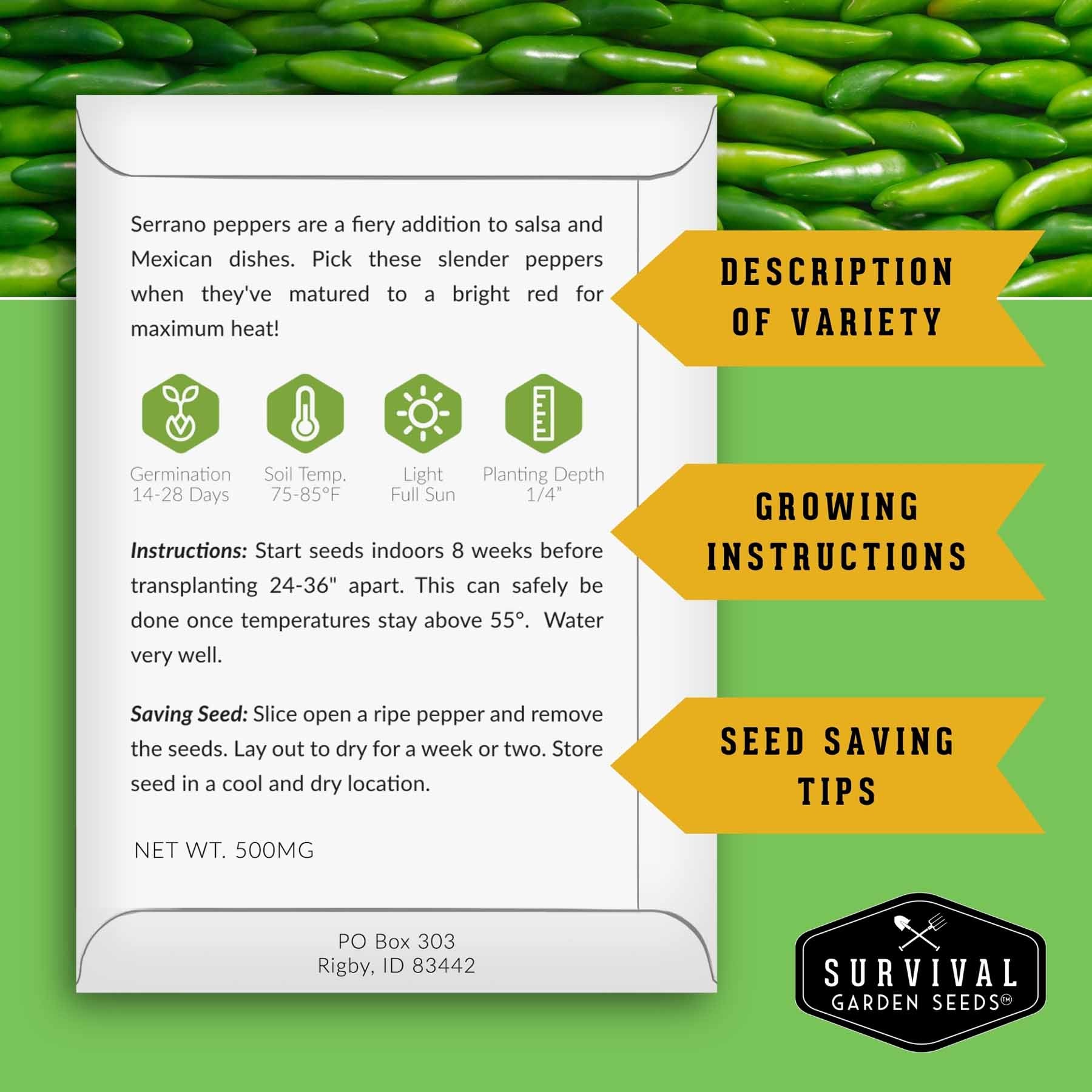 10 Variety Pepper Seed Collection – Non-GMO Heirloom Hot & Sweet Peppers for Garden, Container, or Greenhouse Growing