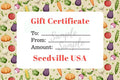 Seedville USA Shop Gift Certificate - Veggie Lovers Design - By Email or Postal Mail - You Choose Amount