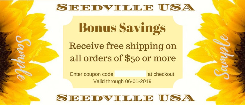 Seedville USA Shop Gift Certificate - Sunflower Design - By Email or Postal Mail - You Choose Amount