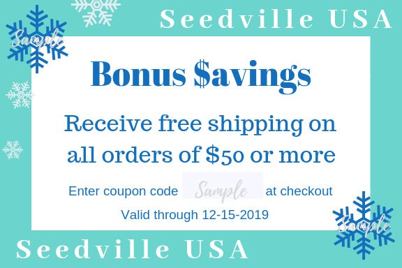 Seedville USA Shop Gift Certificate - Season's Greetings Hanukkah or Christmas Design - By Email or Postal Mail - You Choose Amount