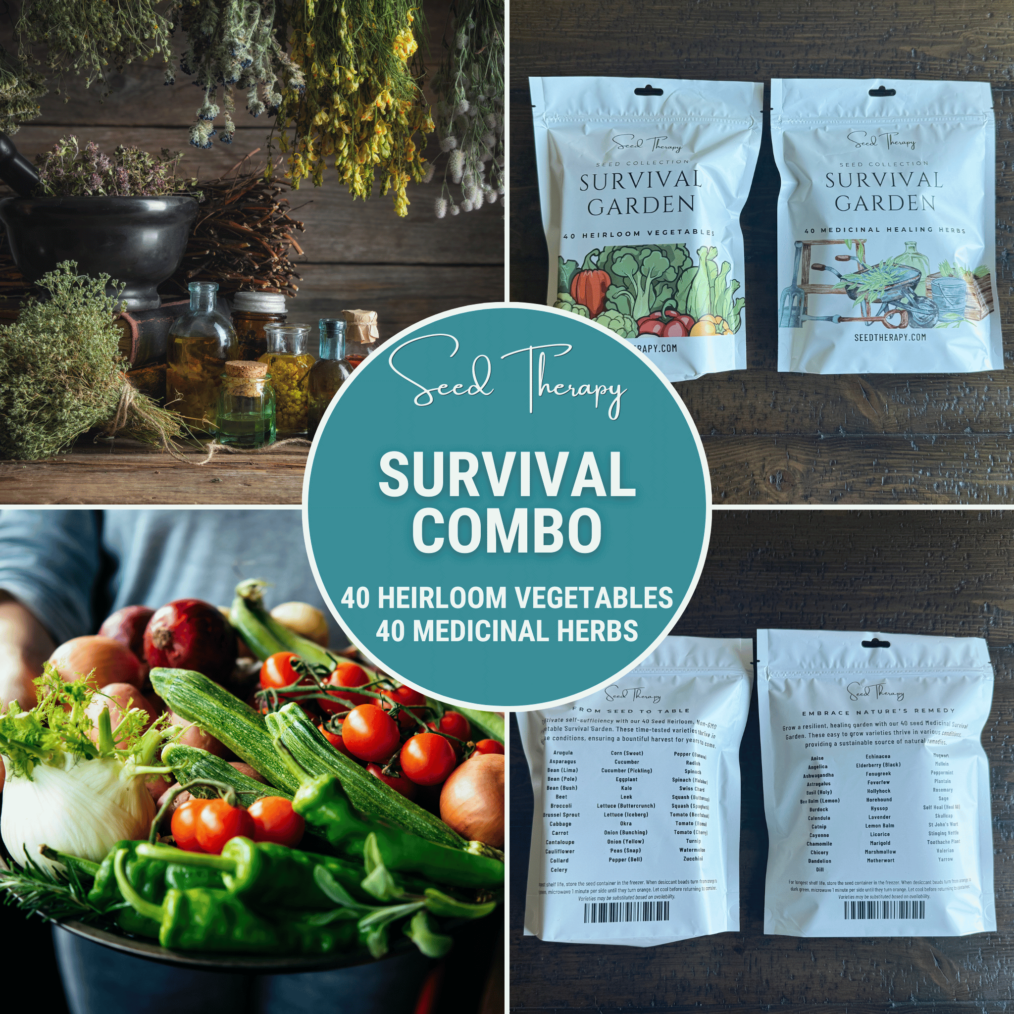 Survival Garden Combo – 40 Vegetable & 40 Medicinal Herb Varieties